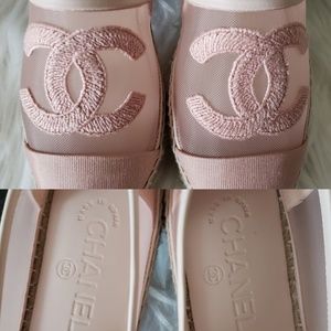 chanel pink mesh espadrilles